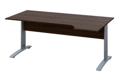 ERK 18 - 184 stůl kancelářský, rohový, pravý, kovová podnož stříbrná, deska 18 mm, široký 1800 mm, ořech královský